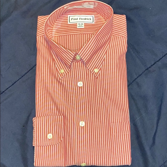 Paul Fredrick Mens Pinpoint Varsity Spread French Cuff Dress Shirt